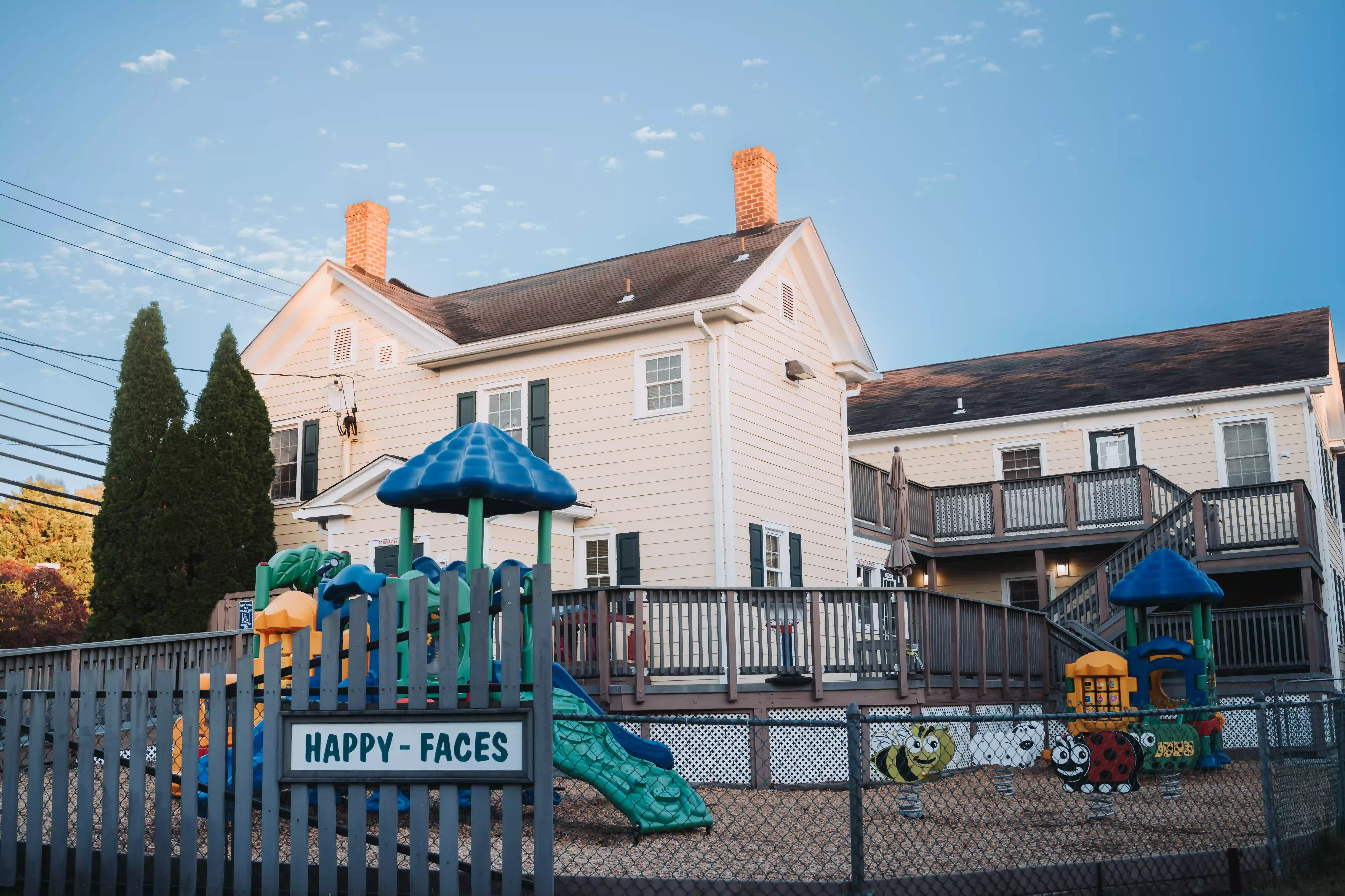 The Happy Faces Daycare building and playground in Centreville, Virginia